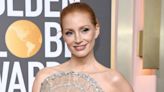 Fans praise Jessica Chastain for matching face mask to silver gown at Golden Globes: ‘Adorable’
