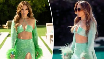 Jennifer Lopez kicks off summer with sequins and feathers in her ‘lucky color’