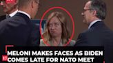Meloni makes faces as Biden comes late for NATO meeting; Italian PM's hilarious reaction goes viral