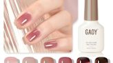 ...GAOY Rose Garden Jelly Gel Nail Polish of 6 Transparent Nude Red Pink Brown Colors Sheer Gel Polish Kit for Salon...