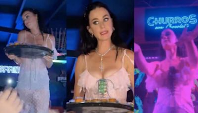 Katy Perry dança "Macarena", serve shots e mostra música nova em bar de Barcelona. Veja os vídeos!