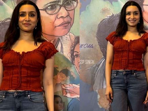 Shraddha Kapoor wears red corset top with flared denim jeans to serve fashion finesse