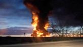 Huge fire seen as Ukraine hits Russian oil depots with drone strike