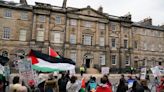 Pro-Palestinian protestors gather outside Bute House as Keir Starmer visits
