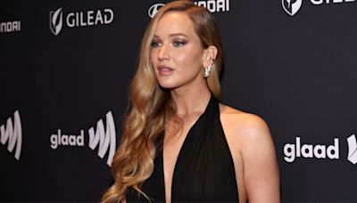 Jennifer Lawrence Wore a Plunging LBD With the Highest Leg Slit to the 2024 GLAAD Awards