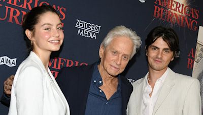 Michael Douglas attends America's Burning event with Dylan and Carys