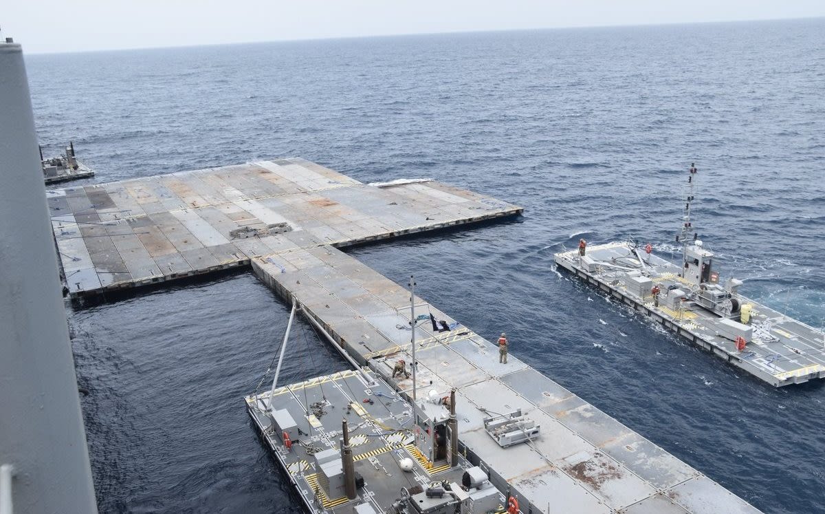 Pictured: First look at £255m humanitarian aid pier off the coast of Gaza