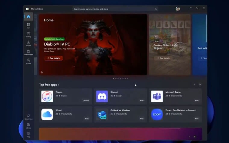 The Microsoft Store now makes your installed apps and games less visible on its home pages