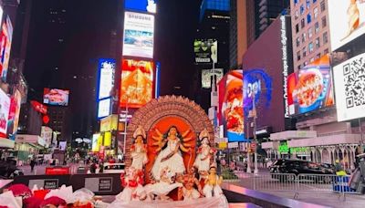 Durga Puja celebrated at Times Square for the first time. Watch stunning videos