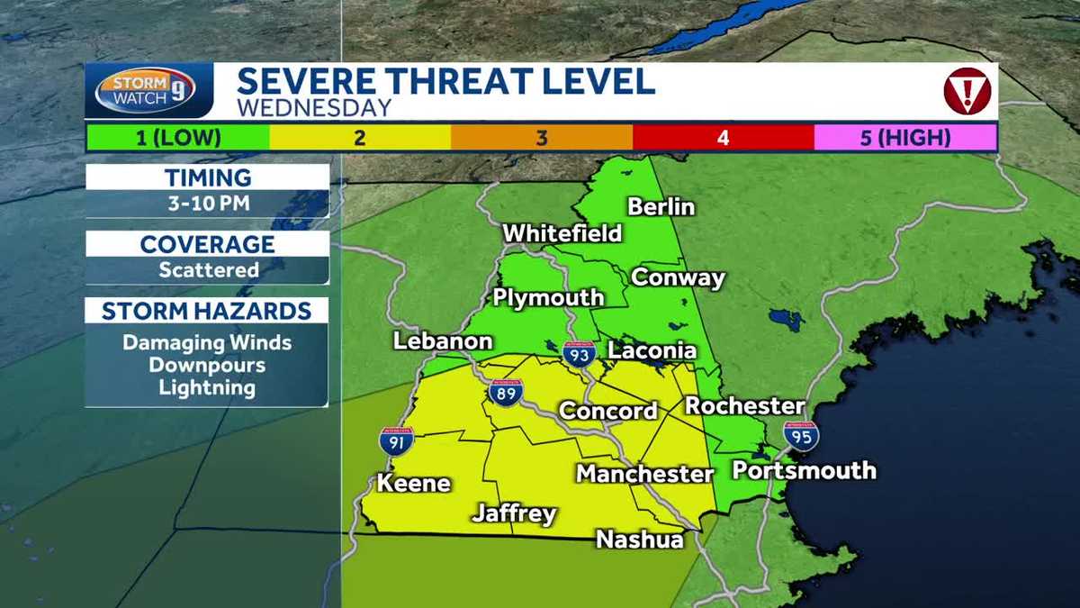 More severe weather possible in New Hampshire as heat wave continues Wednesday