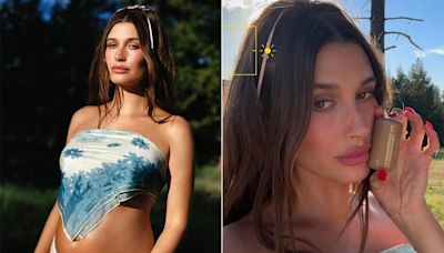 Hailey Bieber Served Summer Pregnancy Fashion Goals In A Breezy Floral Printed Scarf Top