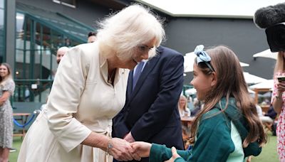 Queen Camilla appears delighted to greet a fellow Camila at Wimbledon