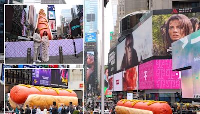 Times Square’s giant hot dog is apparently a meat manifesto about toxic masculinity
