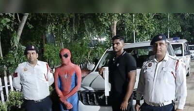 Delhi's 'friendly neighbourhood Spiderman' booked for car bonnet stunt