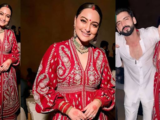 Sonakshi Sinha wore a Kurta Set worth Rs 2.55 lakh designed by Anita Dongre on her wedding reception party