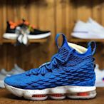 NIKE LEBRON XV LBJ 15 藍色 氣墊 經典 編織 休閒運動籃球鞋 AO1【ADIDAS x NIKE】