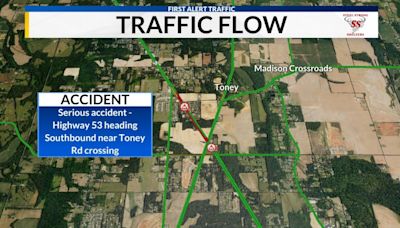 Authorities respond to multi-vehicle crash on Highway 53 in Toney