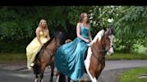 Talented footballers arrive on horses for prom