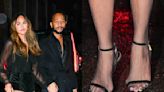 Chrissy Teigen Celebrates Husband John Legend’s 45th Birthday in Strappy Black Sandals in New York