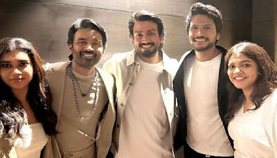 Raayan family moment: Dhanush, Kalidas Jayaram, Sundeep Kishan and others chill together post Hyderabad event