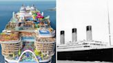 Photos show how the world's largest ship, the Icon of the Seas, dwarfs the Titanic, which once held the same title