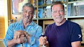 Arnold Schwarzenegger Hangs with Sylvester Stallone for Pumpkin Carving: 'Happy Halloween'