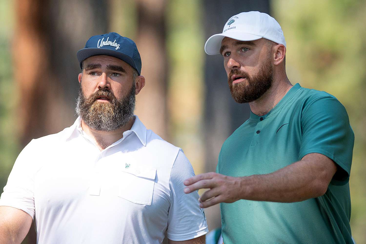 Travis and Jason Kelce Chest Bump and Golf Together at ACC Celebrity Tournament in Lake Tahoe