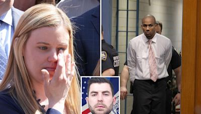 Widow of slain NYPD cop Jonathan Diller cries after career criminal Guy Rivera charged with first-degree murder