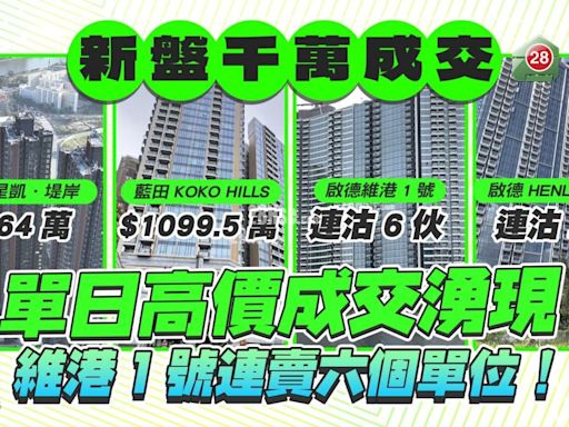 單日新盤高價成交湧現 維港1號連賣六個單位