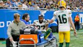 Packers WR Romeo Doubs leaves field on cart with ankle injury