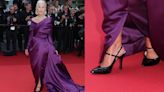 Helen Mirren Graces Cannes Film Festival Red Carpet in Royal Purple Gown and Patent Leather Heels
