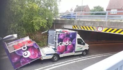 Ocado statement as van 'torn in half' after hitting bridge in city centre