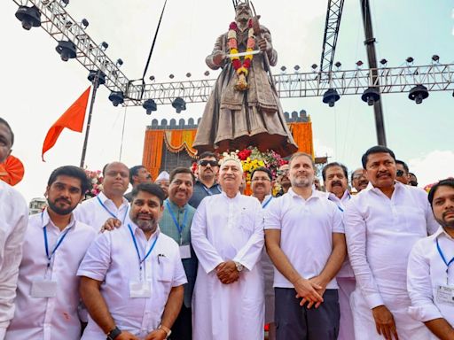 Rahul Gandhi invokes Shivaji statue, says two ideologies’ in country