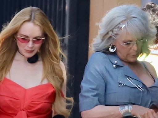 Lindsay Lohan Rocks Glam Gown on Set of ‘Freaky Friday 2′ With Jamie Lee Curtis