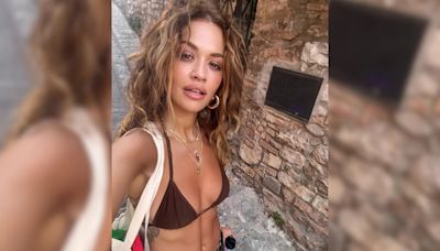 Rita Ora Is Sunkissed Under The Italian Sun In A Bohemian Chic Bralette Top And Printed Skirt