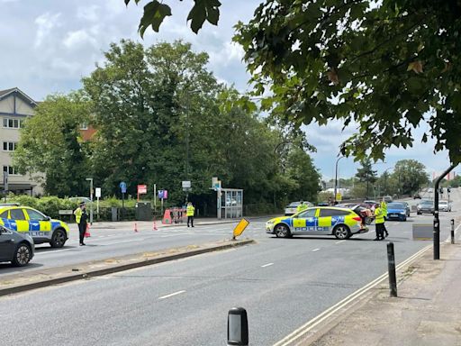 Congestion as traffic turned away from major road due to huge fire