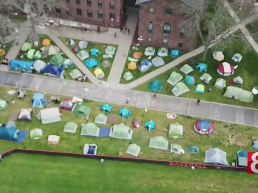 Wesleyan University students maintain protest encampment on campus