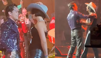 Así se arrodilló Christian Nodal ante Ángela Aguilar en su concierto en Monterrey
