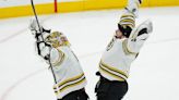 Marchand breaks team playoff goals mark, Bruins beat Maple Leafs 3-1 to move within win of advancing