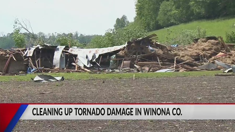 Assessing the damage and cleaning up after tornadoes hit Winona County