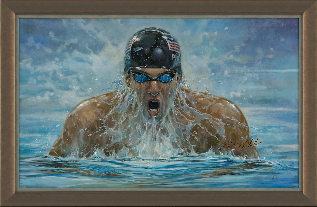 Golden Eight’ Signed Michael Phelps Paintings Up For Sale Ahead Of Paris Olympics