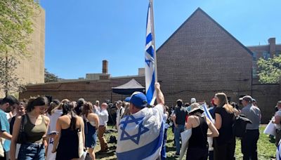 George Washington University students hold pro-Israel rally on 8th day of pro-Palestinian protests