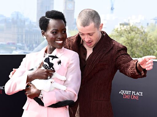 Lupita Nyong’o Brings the Cat from ‘A Quiet Place: Day One’ to London Photo Call with Joseph Quinn