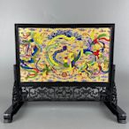 中國風特色漆器工藝品 瓷板畫插屏擺件 中式仿古小屏風 桌面裝飾擺件 桌屏 居家客廳擺件