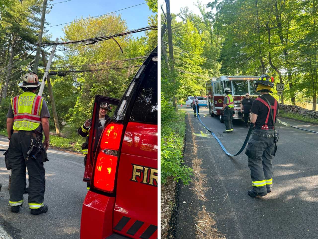 Power Lines Spark Fire At New Castle Intersection