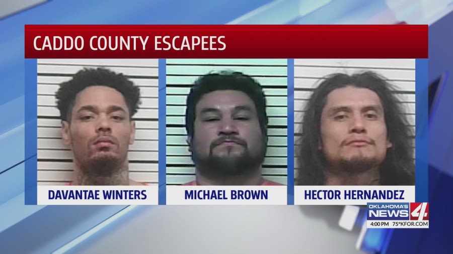 Search underway for three escaped inmates in Caddo County