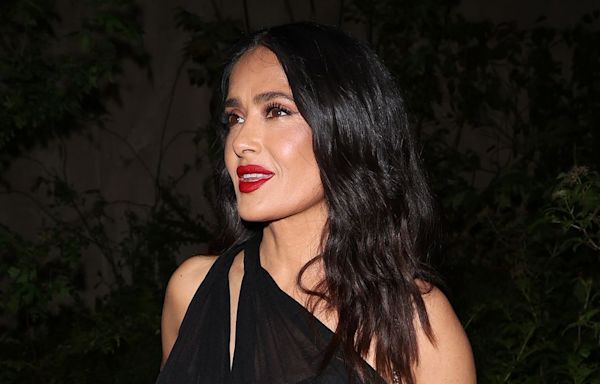 Salma Hayek’s Date-Night Dress Has a Slinky Cutout Across the Chest