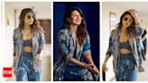 Priyanka Chopra exudes major boss lady vibes in a stunning printed blue pantsuit; fans call her 'Global Queen' - See photos | - Times of India