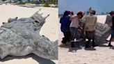 ¿Por el huracán Beryl? Tumbaron estatua de Poseidón en Yucatán