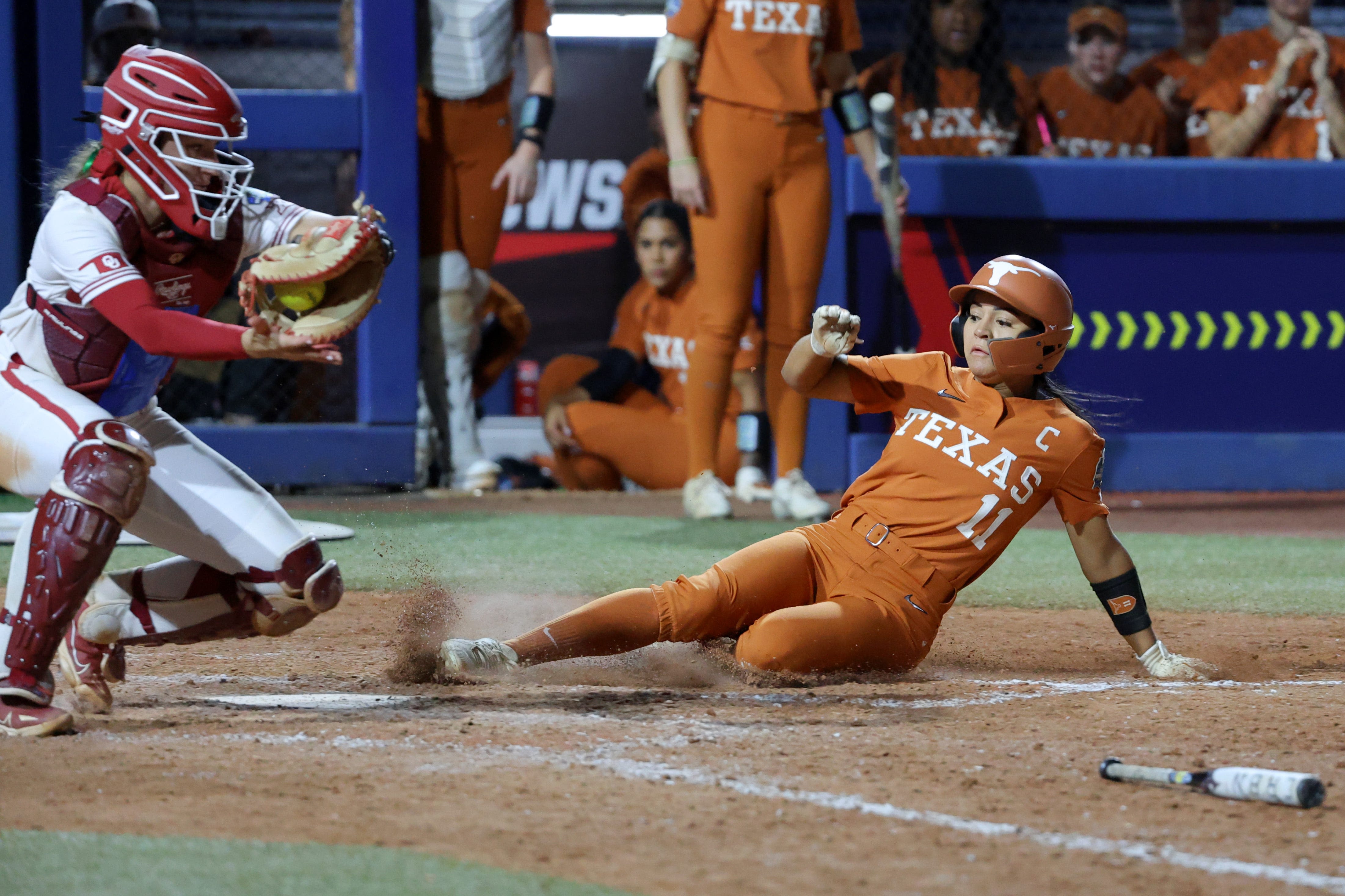 What channel is Texas vs. Oklahoma softball on? Time, TV schedule for NCAA WCWS Game 2